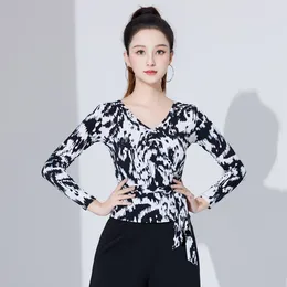 Stage Wear Latin Dance Top For Women Modern Ballroom National Standard Training Clothes