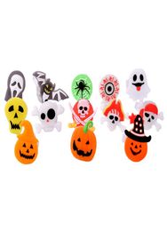 Novelty Lighting Halloween Cartoon Ring Ghost Pumpkin Bat Design LED Light Glowing Ring Flash Soft Gel Finger Light Kids Flashing 6425701