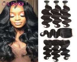 Brazilian Virgin Hair Body Wave 3 Bundles With 4x4 Lace Closure Or 13x4 Frontal Ear To Ear Unprocessed Human Hair Wefts With Closu4217881