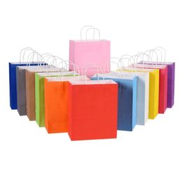 10/30/50pcs Mini Small Kraft Paper Bag with Handles Festival Gift Bag for Packaging Christmas Cookie Candy Shopping Bags 240304