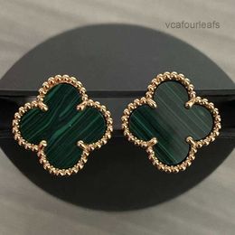 Van Four Leaf Clover Earrings Cleef 2023 Designer Earring Vintage Four Leaf Clover Charm Stud Earrings Back Motherofpearl Stainless Steel Gold Studs Agate for Women