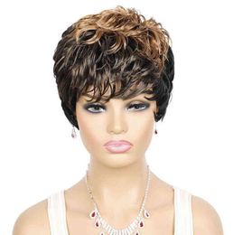 Hair Synthetic Wigs Cosplay Guruilagu Short Wigs Women Natural Wavy for Black Color Heat Resistant Fiber Synthetic Hair Pixie Cut 1197133