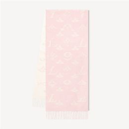 Jacquard woven Monogram pattern scarf pure wool warm stylish scarf Embroidered patch New top Women Man Designer Scarf Fashion cashmere scarf Printed Letter pink