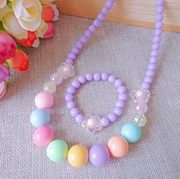 Korean creative children039s necklace bracelet jewelry whole holiday gifts Handmade Beaded Sweater Chain Gift Princess Girl4116325