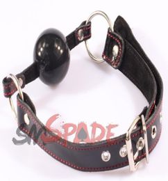 Smspade New Genuine Leather Ball Gag 45mm Solid Rubber Ball Gag Mouth Harness Plug For Couples Have Sex Mouth Gagged Toy2238019