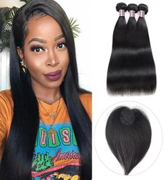 Ishow Human Hair Bundles With Closure Straight Virgin Hair Extensions 34pcs With Hair Topper Circular Closure for Black Women8244796
