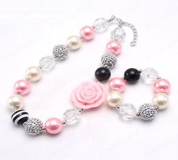 moda ragazze bellissimi fiori perline collana braccialetti fai da te grossi gioielli di gomma da masticare collana per bambini per regalo di compleanno2038437