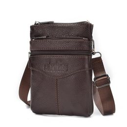 Genuine Leather Mens Waist Bag Business Leisure Front Cowhide Mobile Phone Bag Small Size Oblique Shoulder Bag Man 240307