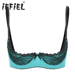 Bras Womens Lace Bra Tops Sexy Lingerie Adjustable Spaghetti Straps Underwire Half Cup Push Up Balconette Bralette Underwear