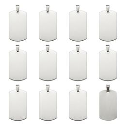 50pcs 201 Stainless Steel Rectangle Blank Stamping Tag Pendants with Snap on Bail F80 Supplies for DIY Jewellery Necklace Making 211231D