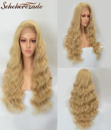 Synthetic Wigs Scheherezade 613 Blonde Lace Front Wig With Natural Hairline Long Wavy For Black Women 28 Inch Heat Resistant7544828