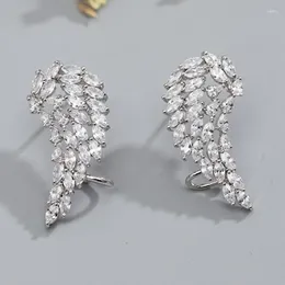 Stud Earrings CAOSHI Dazzling Zirconia Wing Female Daily Wearable Accessories With Delicate Design Fashion Lady Engagement Jewellery