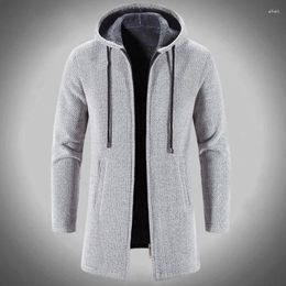 Men's Sweaters Winter Hip Hop Long Hoodie Cardigan Punk Fleece Outwear Jacket Male Slim Thick Warm Sweatercoat