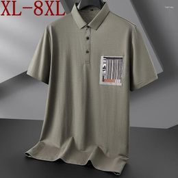 Men's Polos 8XL 7XL 6XL 2024 Summer High End Cotton Polo Shirt Men Short Sleeve Lapel Mens Shirts With Pocket Casual Loose Tops Tees