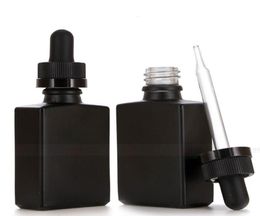 30ml Black Frosted Glass Liquid Reagent Pipette Dropper Bottles Square Essential Oil Perfume Bottle Smoke oil e liquid Bottles LX22367417