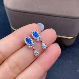 Stud Earrings Simple Stylish Personality Sapphire Earring Natural And Real 925 Sterling Silver