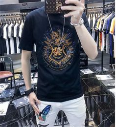 mercerized cotton tops tshirt mens shortsleeved printing explosion dragonfly diamond summer trend bottoming shirt 2023 new1216335