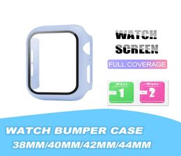 Colourful PC Silicone Hard Watch Case with Tempered Screen For Series 6 Full Protection Covers 38mm 40mm 42mm 44mm Watchband Access8900704