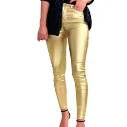 Women's Pants Faux Leather Leggings Sexy Mid Waist Stretch Womens Y2k Vintage Casual Pencil Street Tight