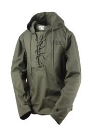 USN Wet Weather Parka Vintage Deck Jacket Pullover Lace Up WW2 Uniform Mens Navy Military Hooded Jacket Outwear Army Green 2011239914168