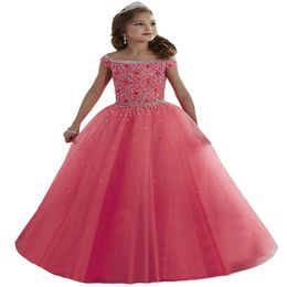 Girls Pageant Dresses Off The shoulder Long Princess Birthday Ball Gowns Kids Prom Dress 2020 Tulle222G