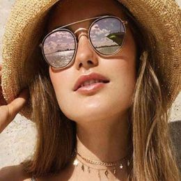 Fashion Round Sunglasses Double Bridge Women Designer Sun Glasses Men Metal Frame Eyewear UV400 Shades with cases for Ladies263m