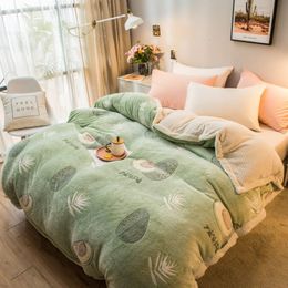 Pineapple Avocado Pattern Super Soft Raschel Blanket Thick Coral Fleece Plush Duvet Cover Double Side Warm Blankets For Bed 201111285h