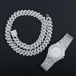 Chains Iced Out Men Chain Necklace Watch Cuban Hip Hop Set Watches For Women Jewelry GiftChains ChainsChains267f