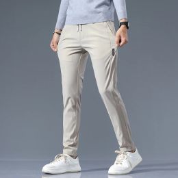 Pants Stretch Casual Pants Men Classic Lightweight Slim Fit Trousers for Men Summer Straight Drawstring Joggers Solid khaki Pants Male