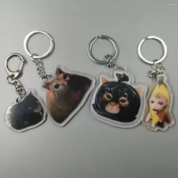 Keychains 2024 Cute Garbage Bag Cool Memes Keychain 3D Modeling Banana Cat Hooded Race Maxwell Student Gift Accessor