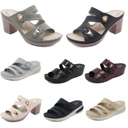 Sandals Summer 2024 Shoes Low Women Heels Mesh Surface Leisure Mom Black White Red Green Large Size 36-42 O18 GAI 269 75647
