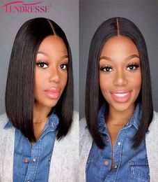 100 Human Virgin Bob Lace Front Human Hair Wig Middle Part HD 13X4X1 Lace Frontal Wigs For Black Women Highlight Ombre Brazilian 1017999