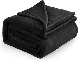 Fleece Blanket Queen Black Bed Soft Lightweight Plush Fuzzy Cozy Luxury Microfiber 240304