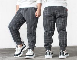 Fashion Slim Fit Grey Plaid Stripe Casual Harem Pants Kids teen Boy Trousers 4 5 6 7 8 9 10 11 12 12 14 Year Boys Sport Joggers2839276426