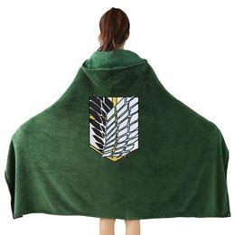 Attack On Titan Blanket Hoodie Cloak Cape Flannel Cosplay Costume Hoodie Thickness Shingeki No Kyojin Survey Corps Throw Blanket13004