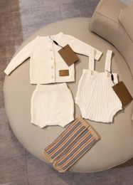 spring autumn Baby Girl Clothing Set 03Y infant knitted long Sleeve Top Bottom short sock 4PCS Children cardigan Girl clothes Set6331809