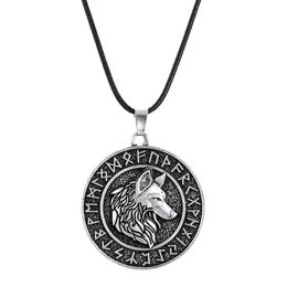 Pendant Necklaces Vintage Nordic Viking Pirate Necklace Round For Men Odin Mount Celtic Wolf Punk Male AccessoriesPendant2756