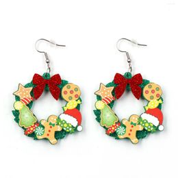 Dangle Earrings 1pair Product CN Drop Wreath TRENDY Christmas Acrylic Jewellery For Women