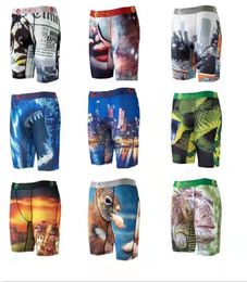 Mens Underwear Polyester Underpants Spandex Long Leg Boxers Brand Sexy U Pouch Man Breathable Print Gay Boxer Men 10 styles S-XXL9937767