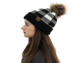 Christmas Beanies warm Woollen hat Xmas generous lattice crimping Colour matching CC standard detachable wool ball crimping knitted 5699488