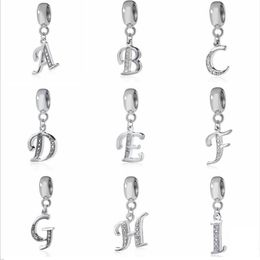 Letter Charms for European Bracelets Necklace Authentic 925 Sterling Silver A-Z Pendant Beads DIY Alphabet Accessories Fit Making 191y
