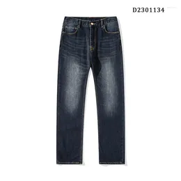 Jeans da uomo autunno e inverno casual business gamba dritta ampia versatile elastico industriale pesante lavato nostalgico per uomo