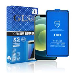 10D Full Cover Screen Protector For iPhone 13 12 11 Pro XS Max XR X 8 7 6 Plus 12Pro 9H Hardness Tempered Glass 10 In 1 Paper Box2570086
