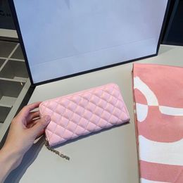 Fashion womens wallet clutch pink pattern Genuine Leather single zipper zippy wallets lady ladies long classic purse with orange b2176
