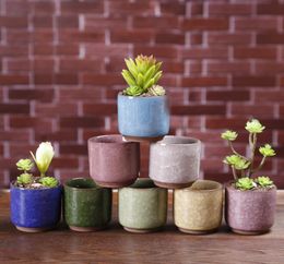 Ice Cracked Mini Ceramic Flower Pot Colourful Cute Flowerpot For Desktop Decoration Meaty Potted Plants Planters 8 Colors8849978