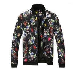 Idopy Mens Floral Cotton Jacket Spring Summer Flower Printed Korean Style Slim Fit Baseball Coat Outerwear For Male16265614