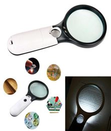 Scope magnifier 3 LED Light 45X Magnifying Glass Lens Handheld Mini Pocket Microscope Reading Jewellery 25pcs9023816