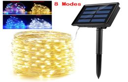 Solar LED String Lights 100200 LEDs Outdoor Waterproof Fairy Light 8 Modes Copper Wire Christmas Party Garland Garden Decoration 6041310