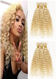 Deep Wave Human Hair Bundles 613 Platinum Blonde Deep Wave Curly Virgin Weaves 3PcsLot Human Hair Brazilian Unprocess Hair Fast 7684286