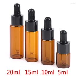Storage Bottles 5Pcs 5ml 10ml 15ml 20ml Amber Glass Dropper Bottle Jars Vials With Pipette For Cosmetic Perfume Essential Oil